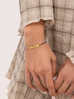 Pulsera Abuela Heart Cianita Acero Baño Oro