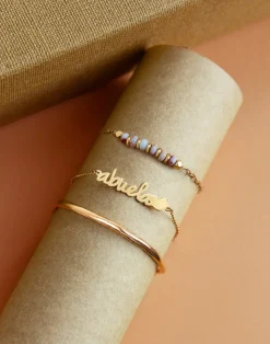 Pulsera Abuela Heart Plata Baño Oro