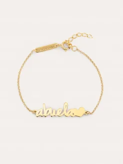 Pulsera Abuela Heart Plata Baño Oro