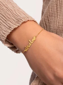 Pulsera Abuela Heart Plata Baño Oro