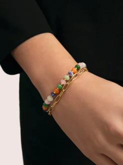 Pulsera Alpine Stones Acero Baño Oro