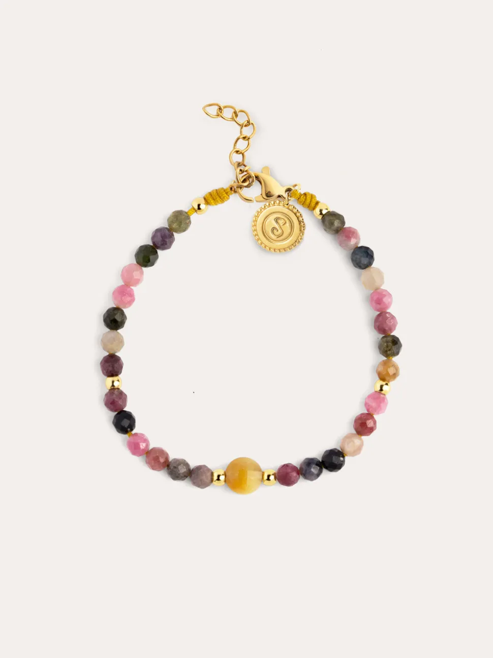 Pulsera Amulet Cats Eye Acero Baño Oro