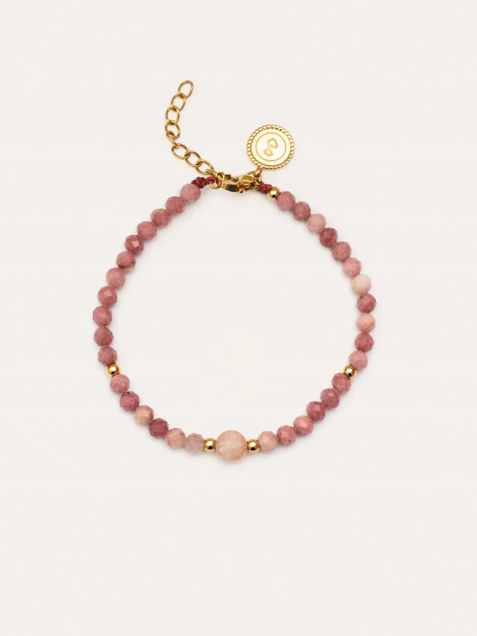 Pulsera Amulet Rodocrosita Acero Baño Oro