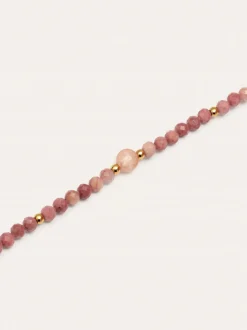 Pulsera Amulet Rodocrosita Acero Baño Oro