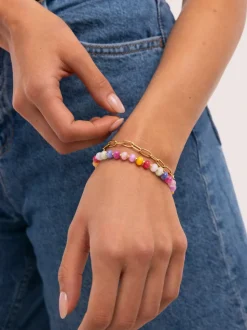 Pulsera Bali Chic Stones Acero Baño Oro