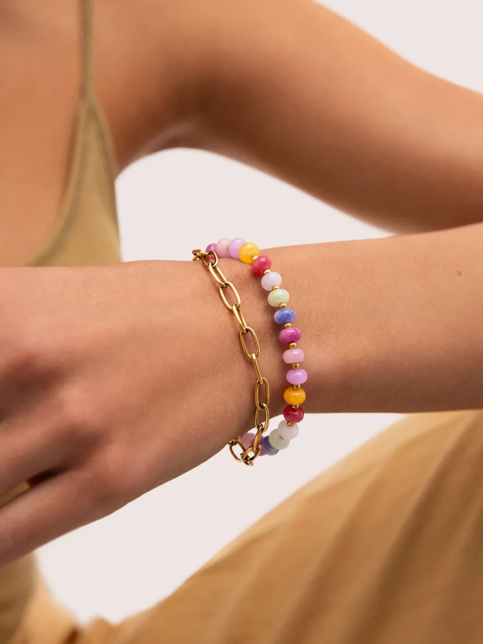 Pulsera Bali Chic Stones Acero Baño Oro