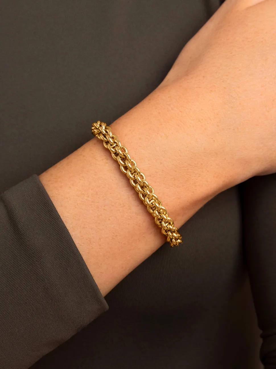 Pulsera Big Rope Acero Baño Oro