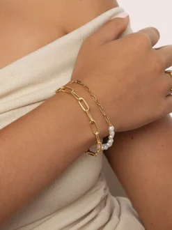 Pulsera Chic Pearl Acero Baño Oro