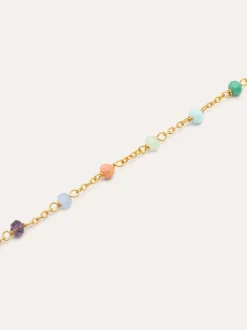 Pulsera Crystals Chain Colors Plata Baño Oro