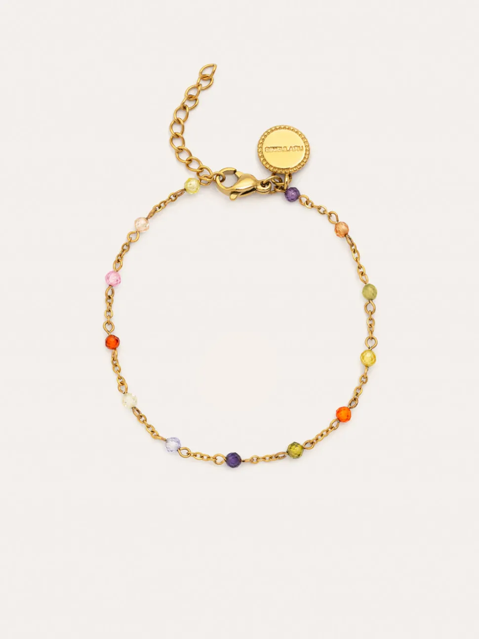 Pulsera Crystals Colors Atardecer Acero Baño Oro