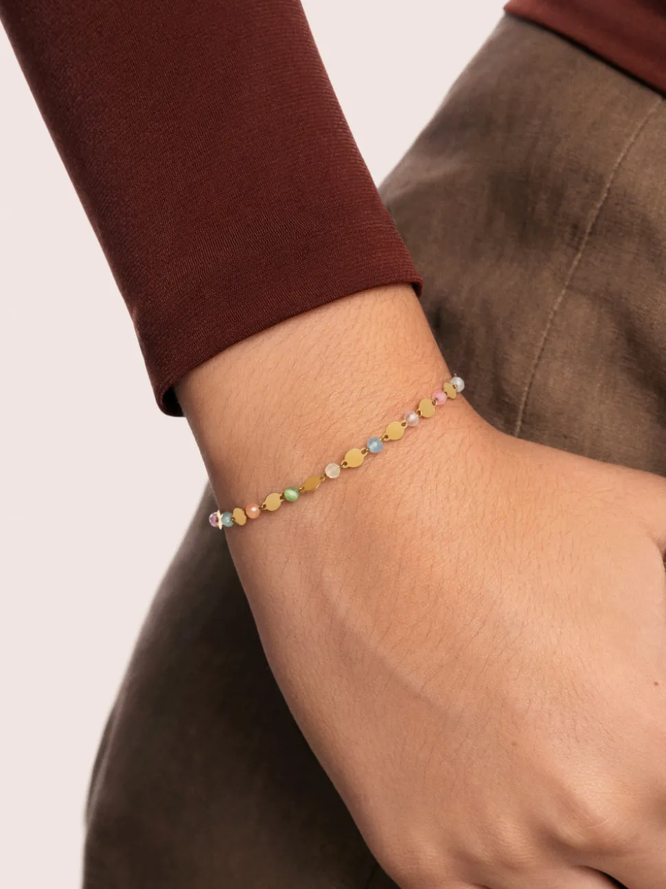 Pulsera Crystals Solar Acero Baño Oro