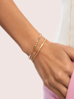 Pulsera Crystals Solar Acero Baño Oro