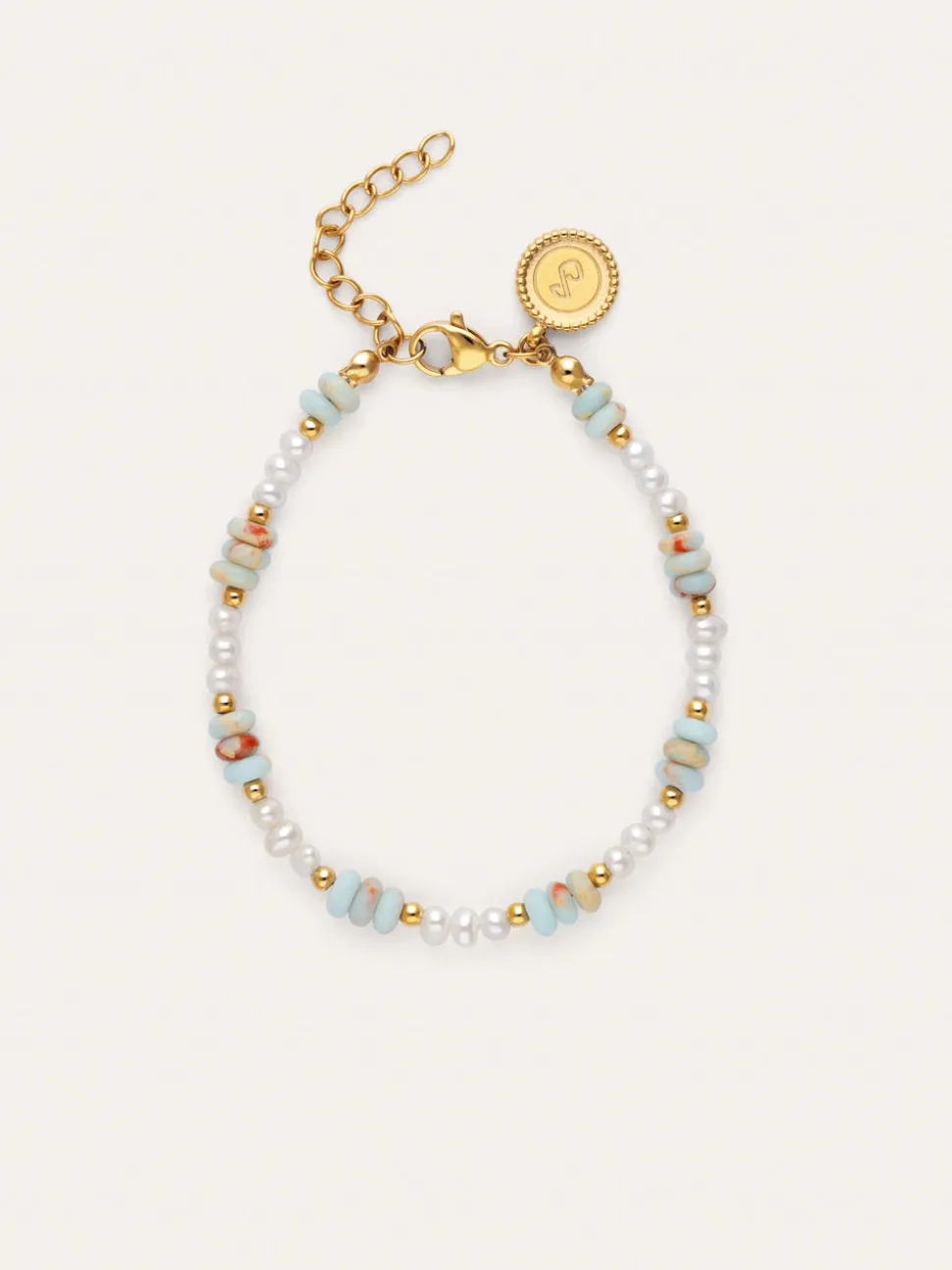 Pulsera Daylight Perlas Acero Baño Oro