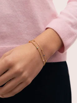 Pulsera Doble Carla Enamel Acero Baño Oro