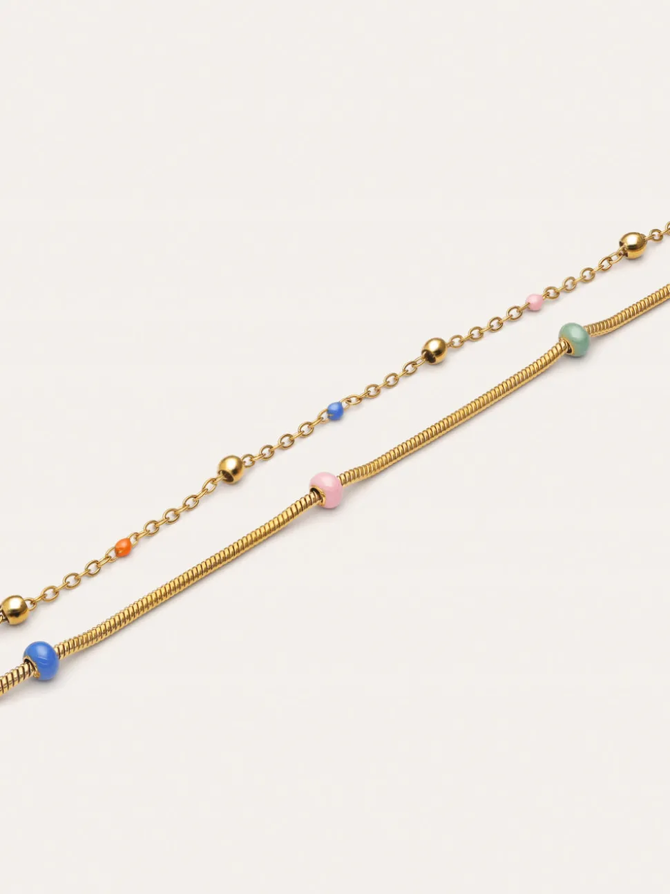 Pulsera Doble Carla Enamel Acero Baño Oro