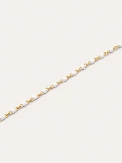 Pulsera Dots Enamel Blanco Acero Baño Oro