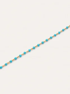 Pulsera Dots Turquoise Enamel Acero Baño Oro