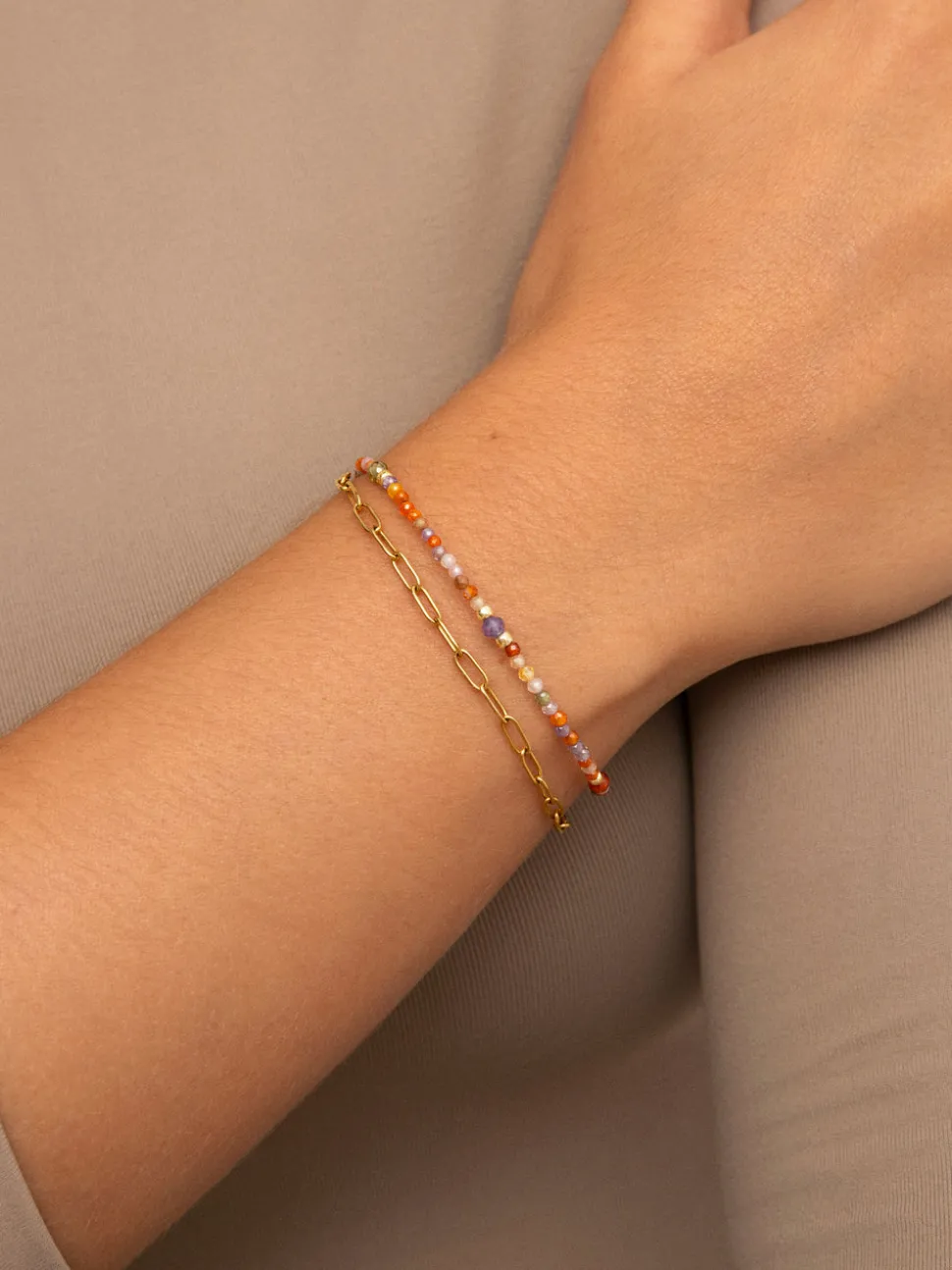 Pulsera Double Crystal Summer Acero Baño Oro