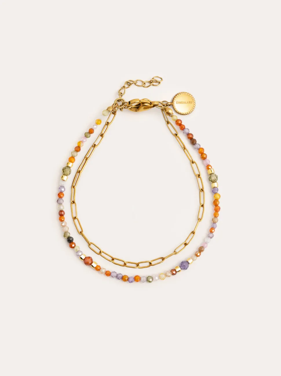 Pulsera Double Crystal Summer Acero Baño Oro