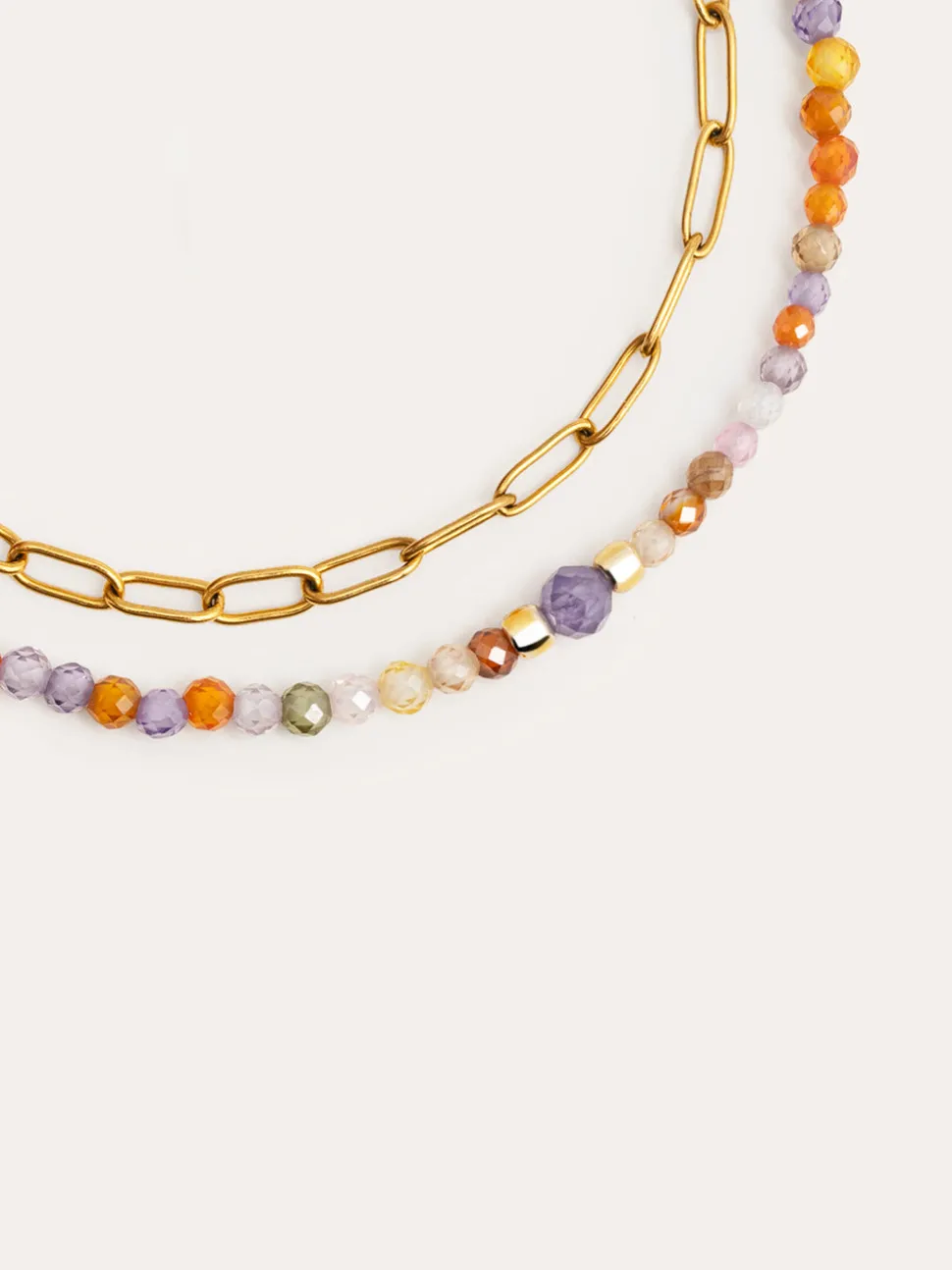 Pulsera Double Crystal Summer Acero Baño Oro