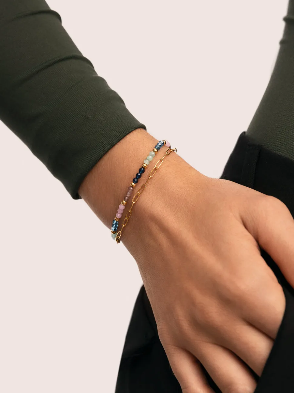 Pulsera Dye Dots Bruma Acero Baño Oro