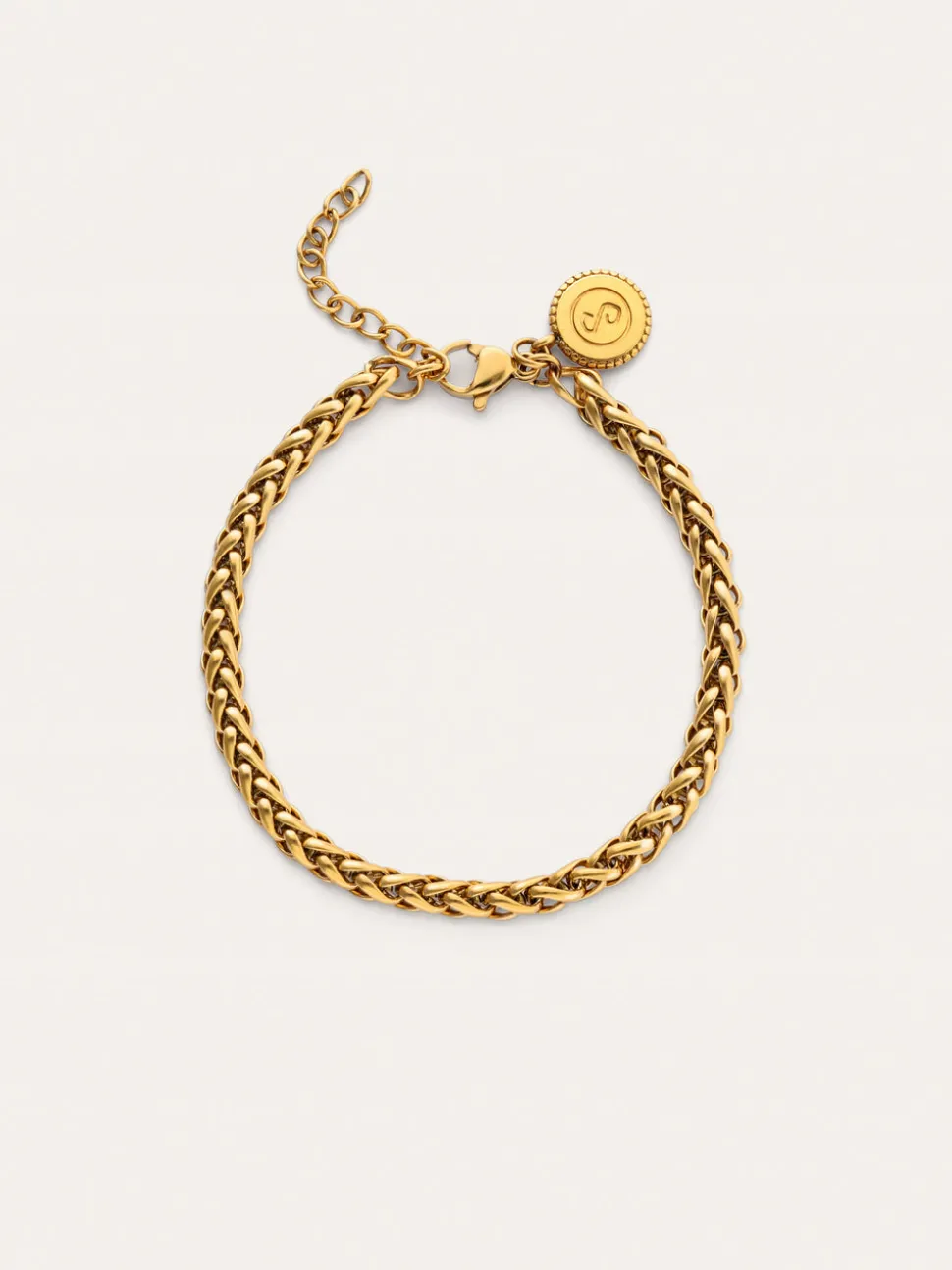 Pulsera Fine Disco Acero Baño Oro
