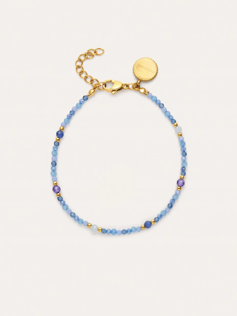 Pulsera Glam Azul Acero Baño Oro