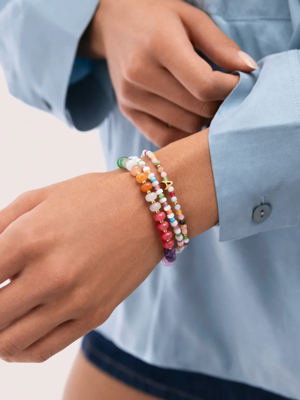 Pulsera Gummy Stones Acero Baño Oro