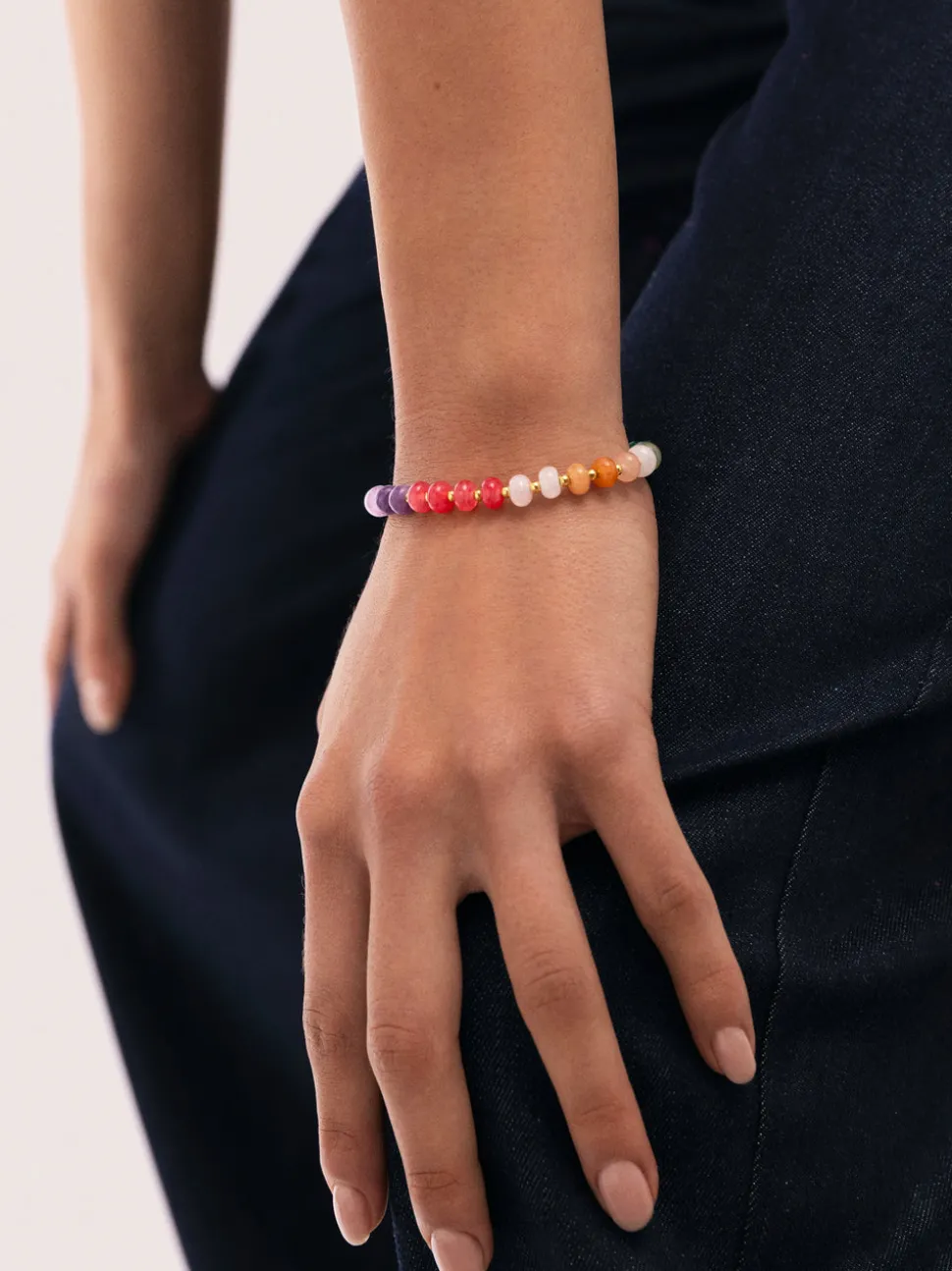Pulsera Gummy Stones Acero Baño Oro