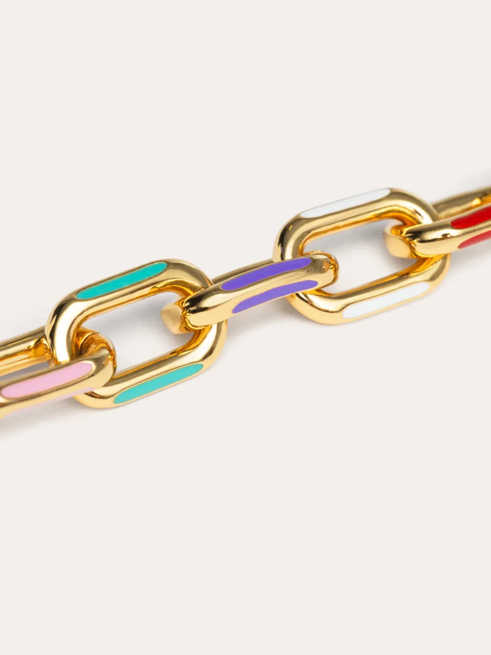 Pulsera Link Rainbow Enamel Acero Baño Oro
