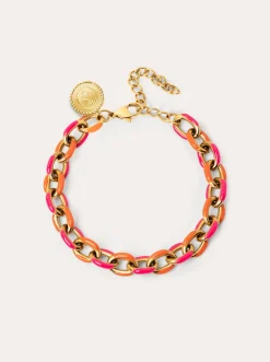 Pulsera Link Tropical Acero Baño Oro