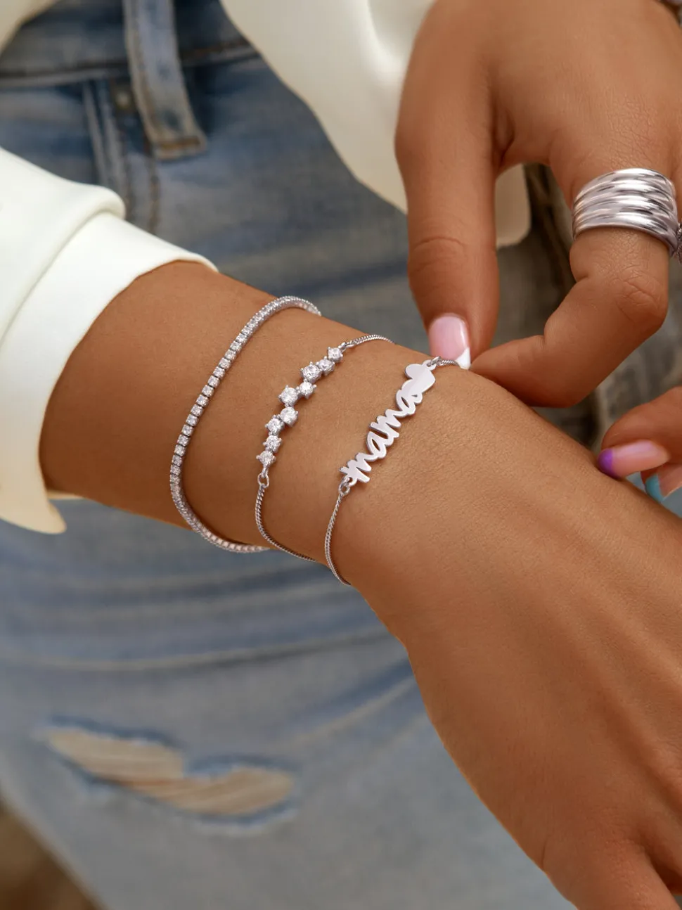 Pulsera Mamá Heart Plata