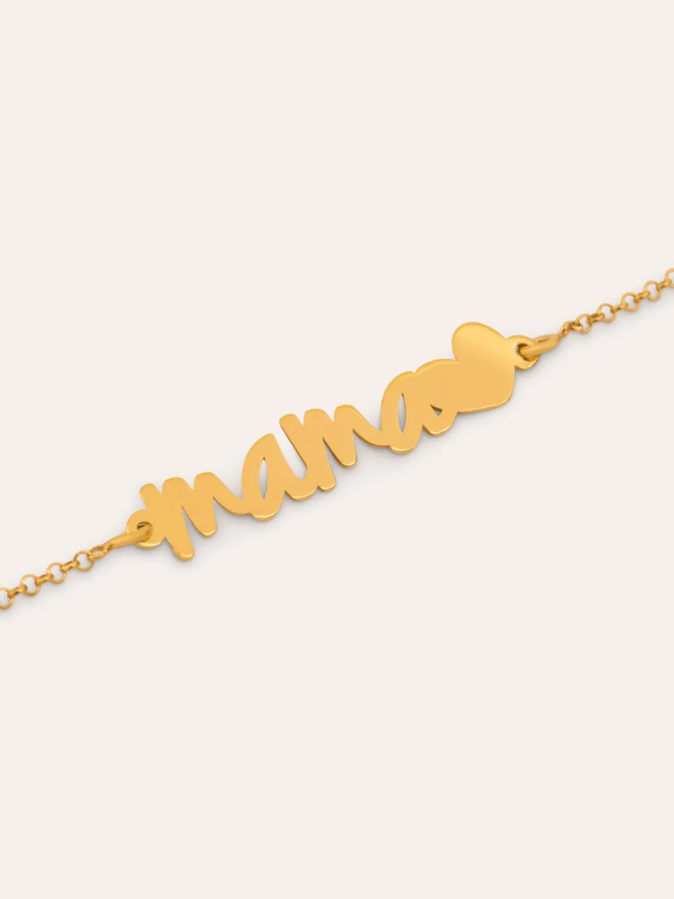 Pulsera Mamá Heart Plata Baño Oro