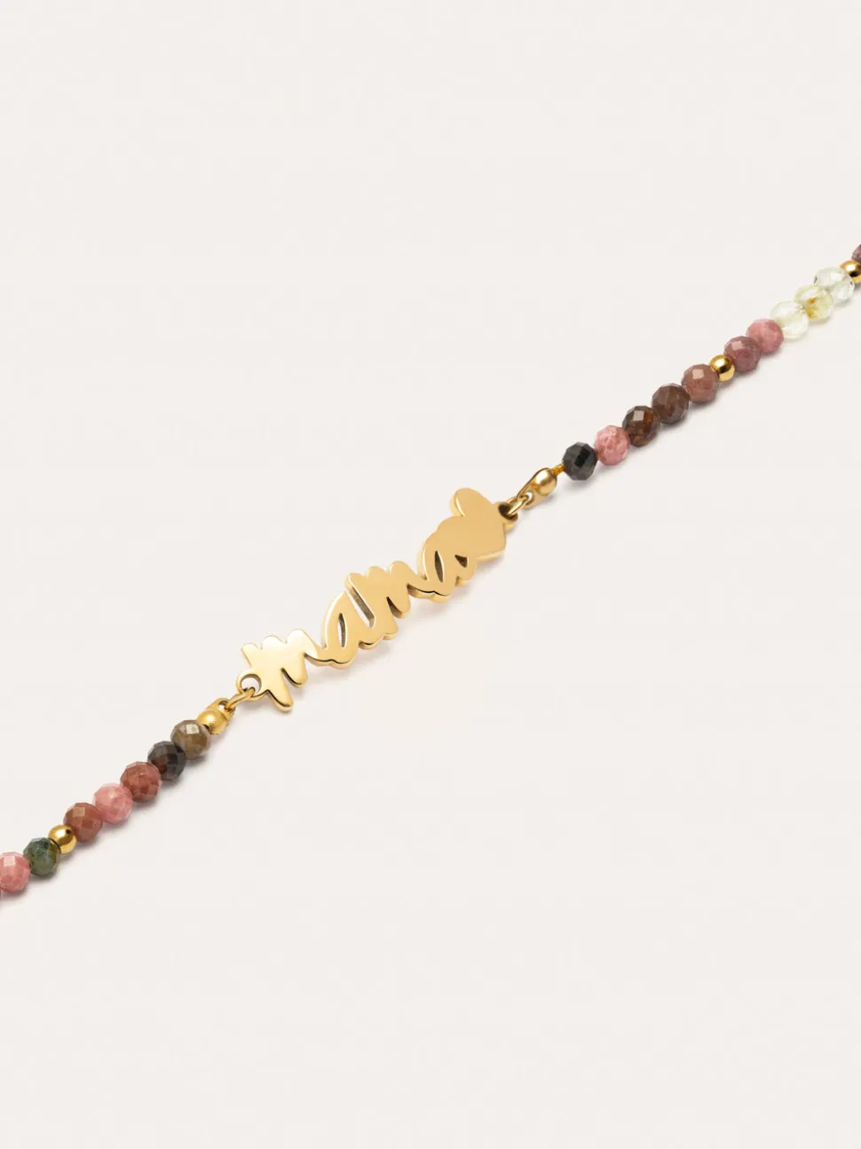 Pulsera Mamá Heart Tourmaline Acero Baño Oro
