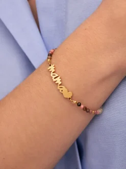 Pulsera Mamá Heart Tourmaline Acero Baño Oro
