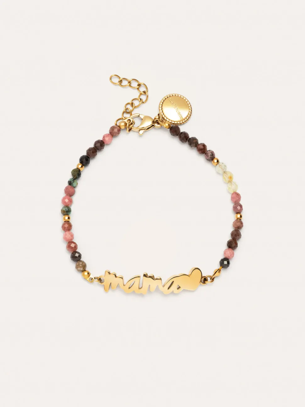 Pulsera Mamá Heart Tourmaline Acero Baño Oro