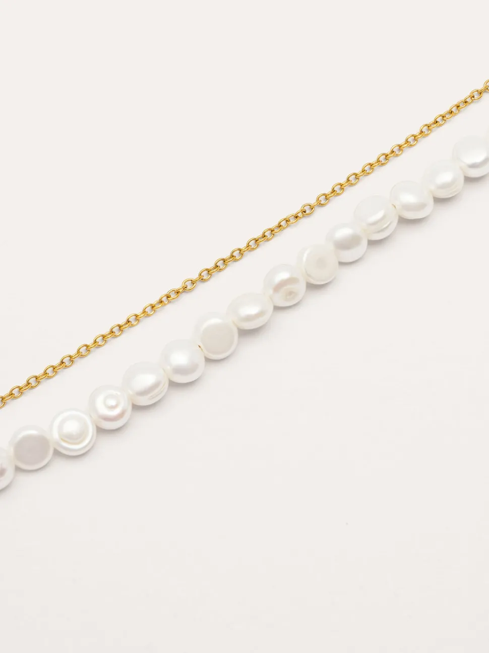 Pulsera Pearl Chain Acero Baño Oro