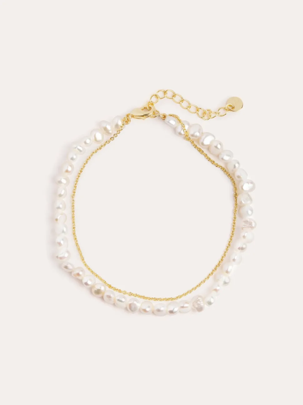 Pulsera Pearl Chain Acero Baño Oro