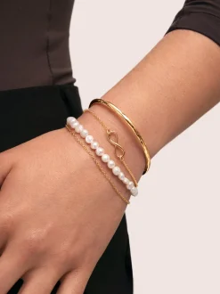 Pulsera Pearl Chain Acero Baño Oro