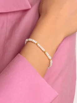 Pulsera Pearls Dots Acero Baño Oro