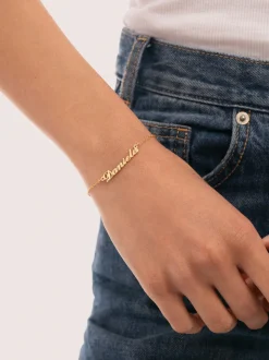 Pulsera Personalizada Carrie Plata Baño Oro