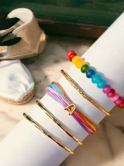 Pulsera Personalizada Color Rainbow Acero Baño Oro