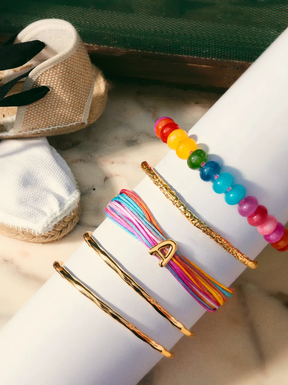 Pulsera Personalizada Color Rainbow Acero Baño Oro