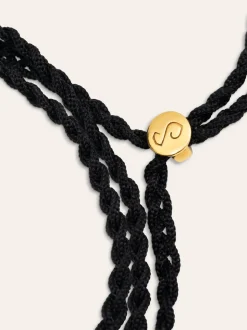 Pulsera Personalizada Dream Negra Plata Baño Oro