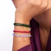 Pulsera Personalizada Fucsia Letters Plata Baño Oro