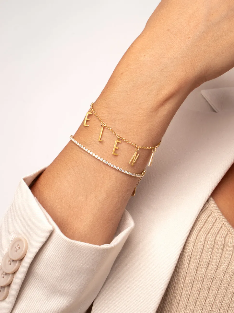 Pulsera Personalizada Letters Plata Baño Oro