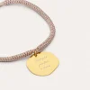 Pulsera Personalizada Medallón Organic Rosa Acero Baño Oro