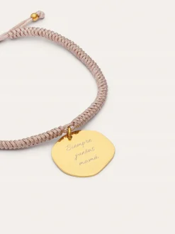 Pulsera Personalizada Medallón Organic Rosa Acero Baño Oro
