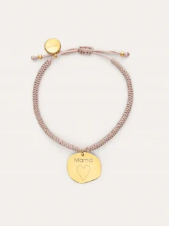 Pulsera Personalizada Medallón Organic Rosa Acero Baño Oro