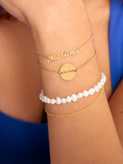 Pulsera Personalizada Moon Plata Baño Oro